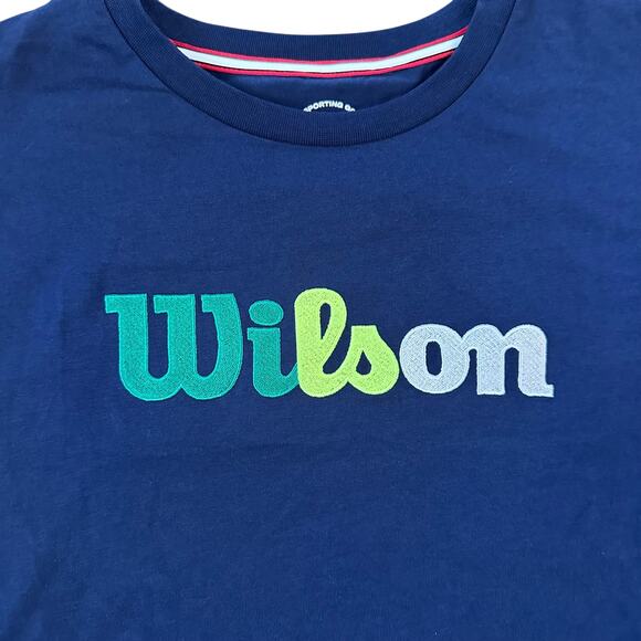 Wilson Logo Embroidered Short-Sleeve Tee | Classic Navy | Size L (Girls) | NWT - Picture 3 of 6